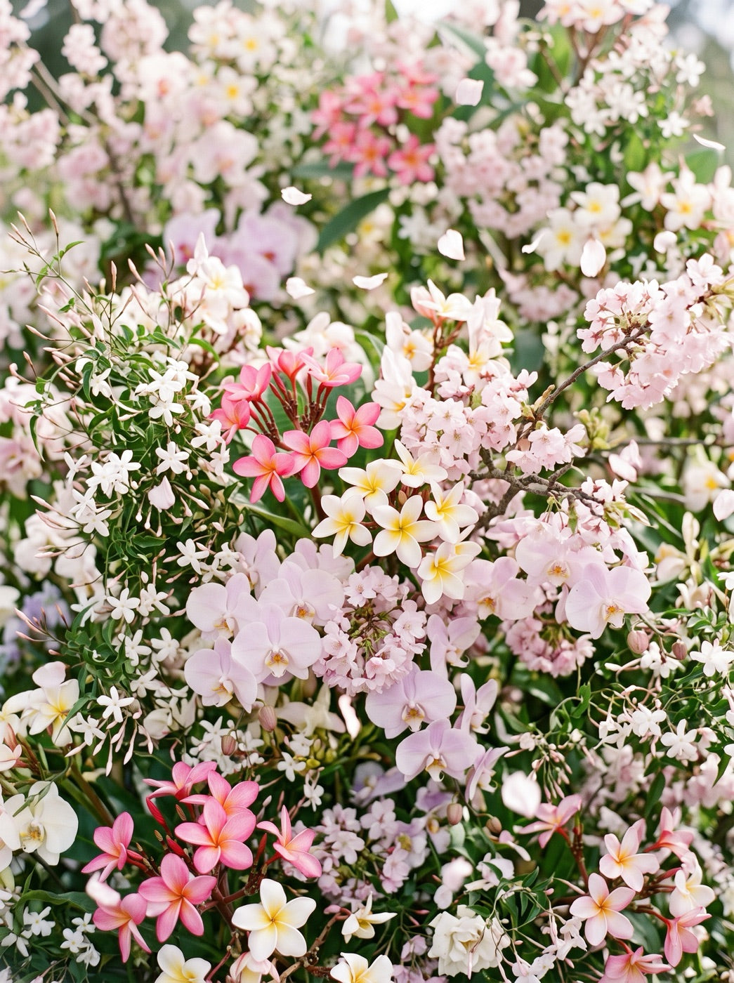 A wild profusion of plumeria, orchid, jasmine and cherry blossom